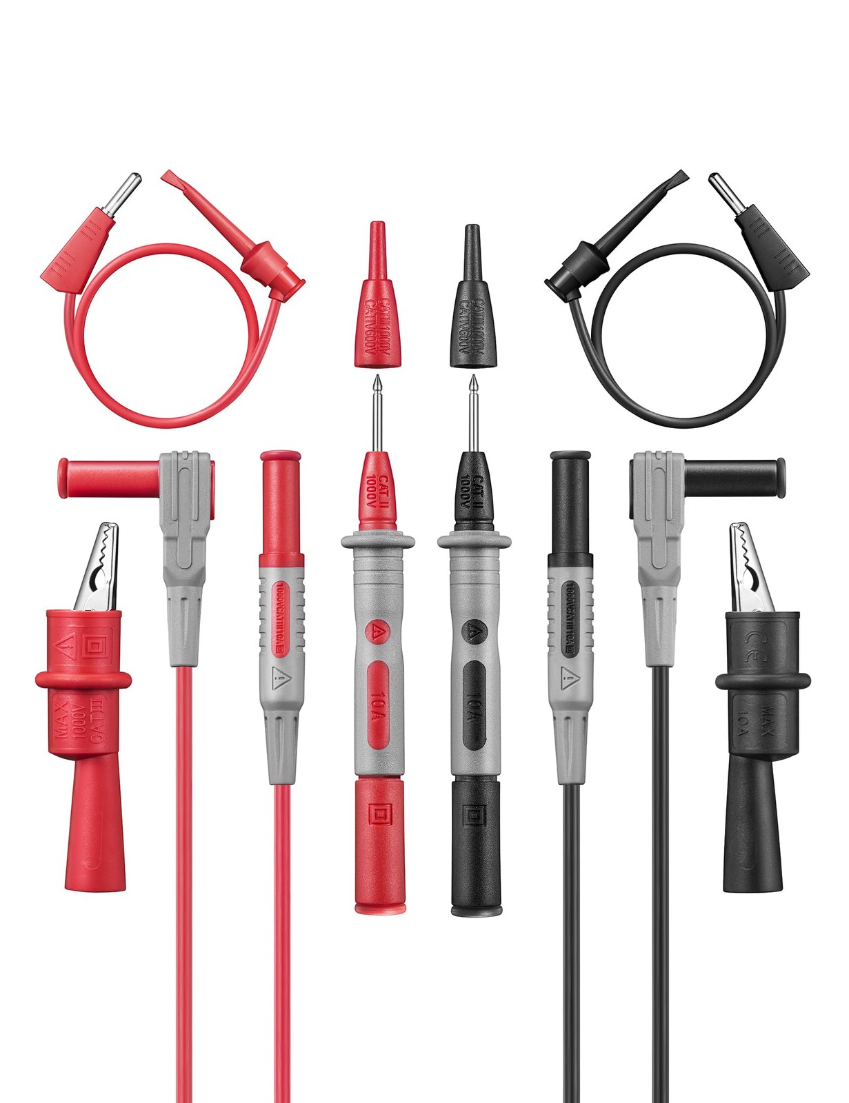 AstroAI 8Pcs Multimeter Test Leads Set with Alligator leads Set, Black