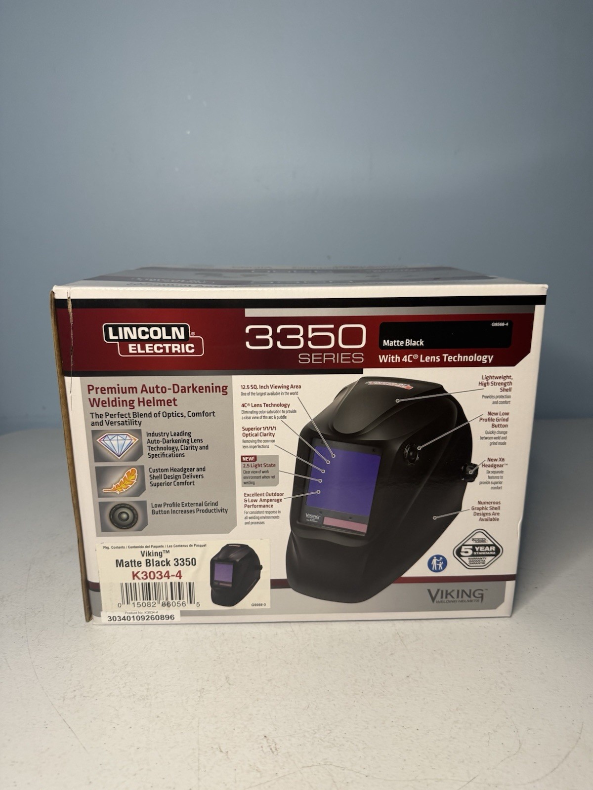 NEW Lincoln Electric K3034-4 VIKING 3350 Auto Darkening Welding Helmet Matte
