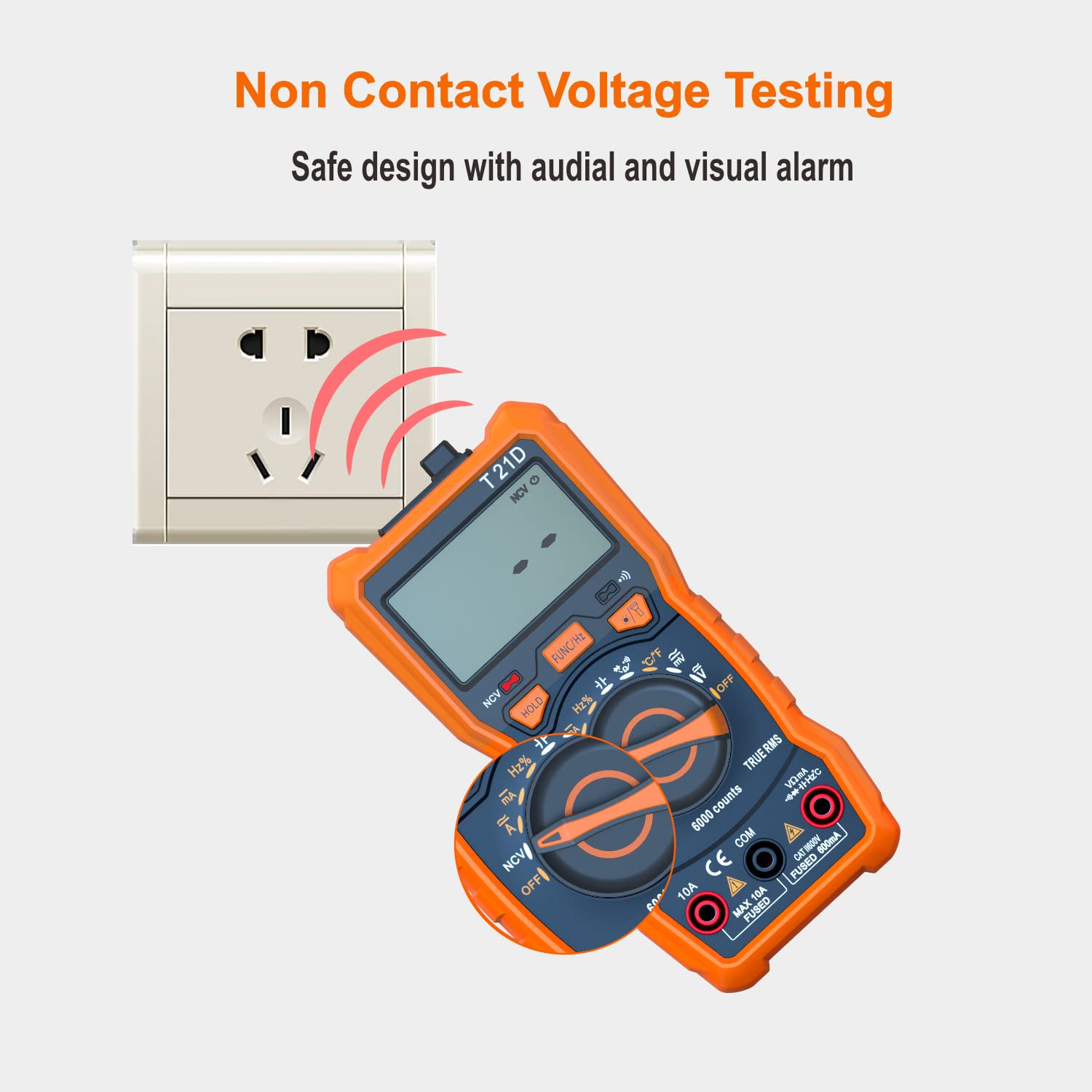 Auto-Ranging Digital Multimeter, TRMS 6000 Counts AC DC Voltmeter Ohm Volt Amp