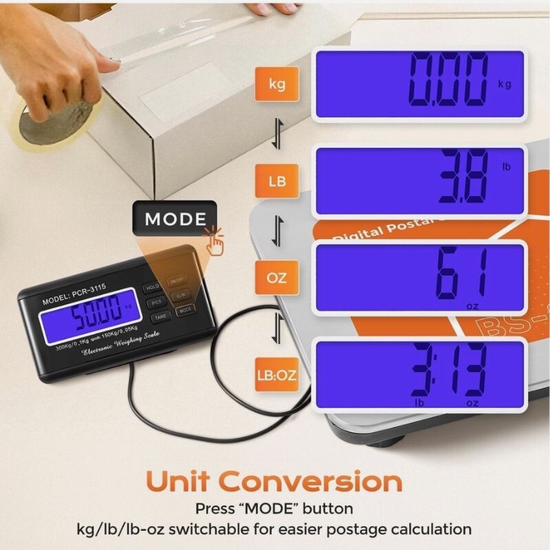 Postal Scale Digital 300kg/660lb Capacty, switchable kg,oz,lb,LCD Display New