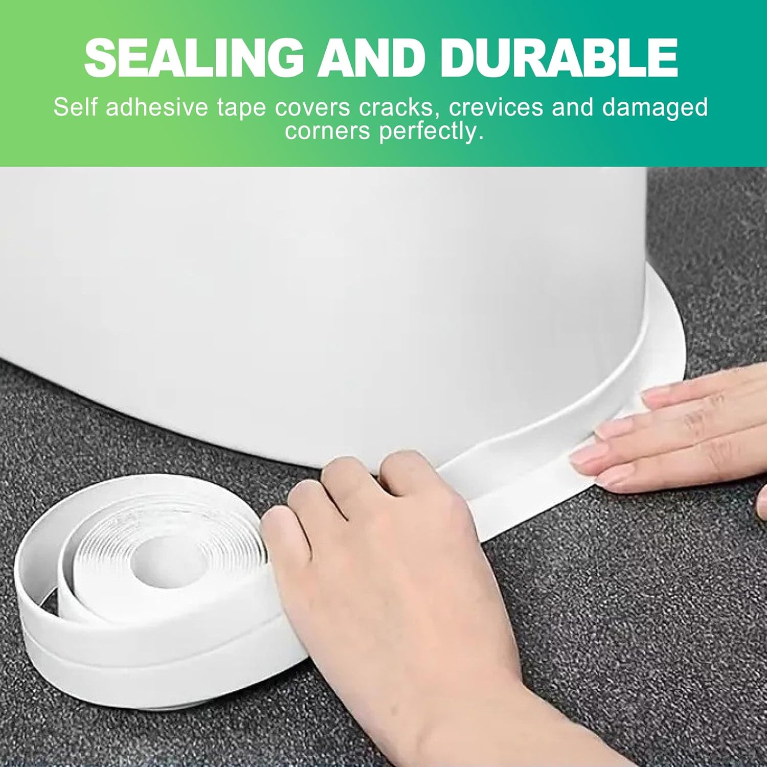 1-Pack 1.5″ x10.5ft White Caulk Tape – Waterproof Self-Adhesive Sealing Strip fo