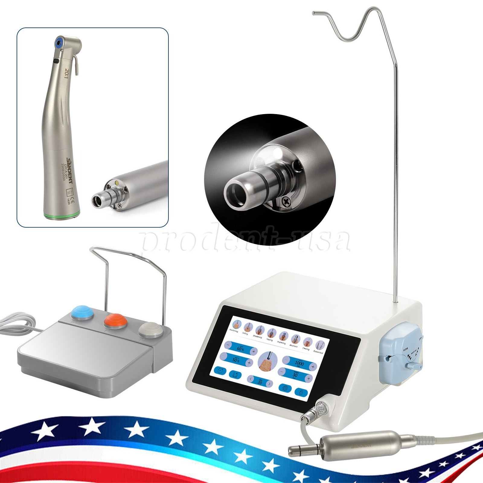 Dental Surgical Brushless LED Implant Motor System Touch Sreen&20:1 Contra Angle