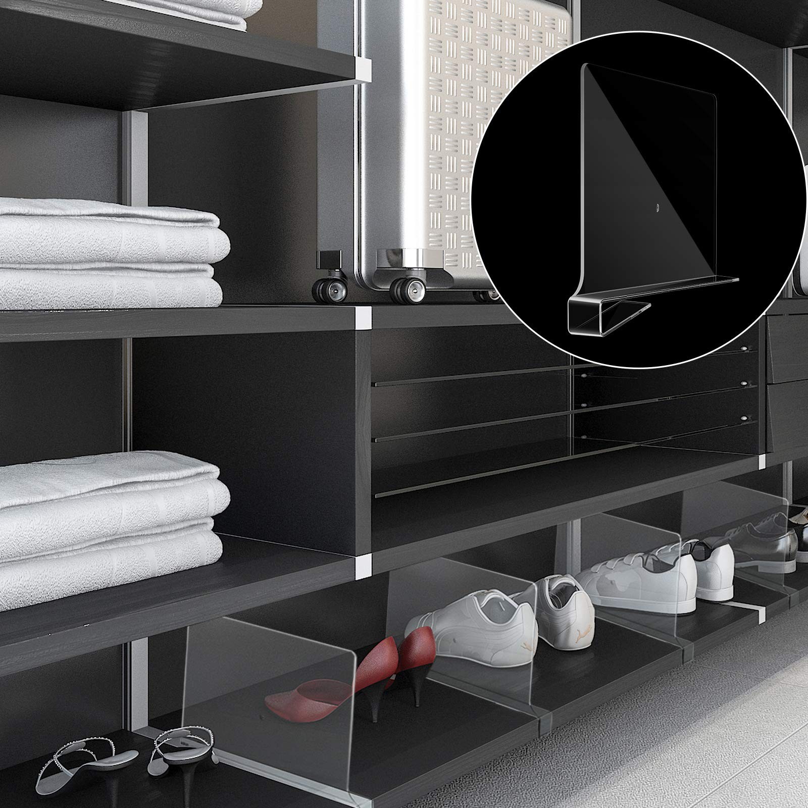 12 Pieces Clear Acrylic Shelf Dividers for Closet 12 x 8 x 0.2 inch,