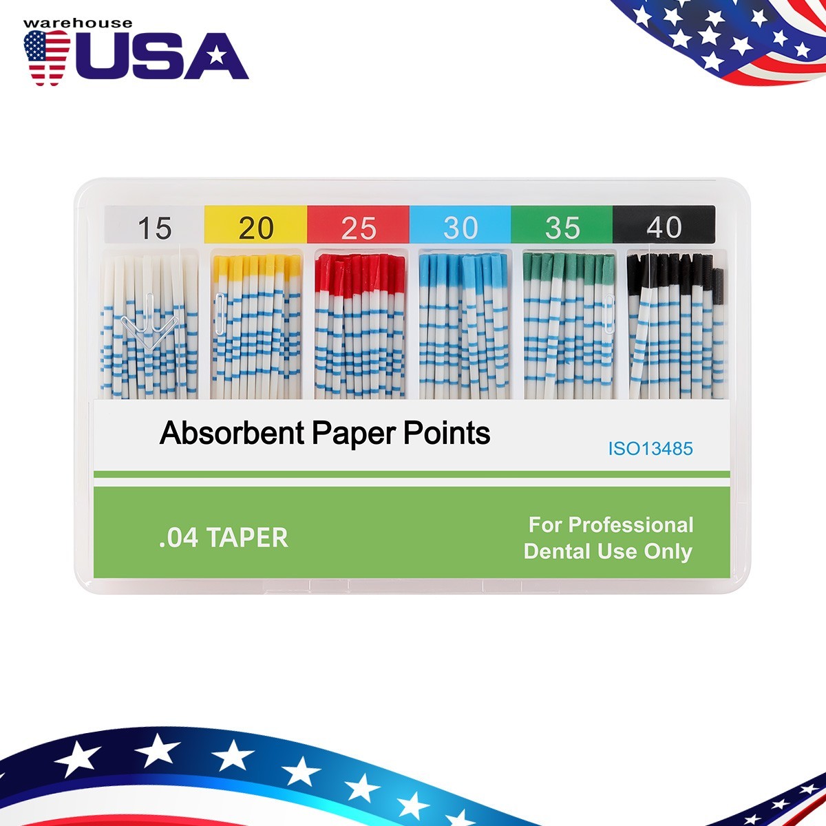 100pcs Dental Endodontic Absorbent Paper Points with Scale Taper 0.04 15#-40#