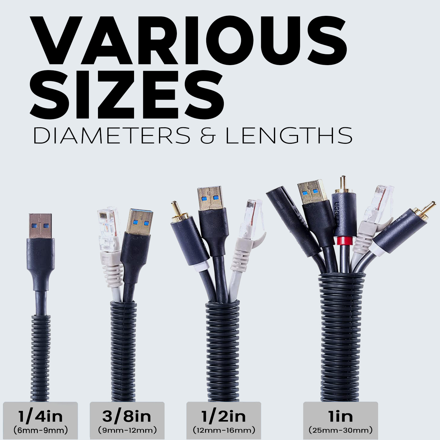 1.5 Inch Black Split Wire Loom 10 FT Cut Piece Polyethylene Hose Cover