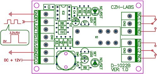 ELECTRONICS-SALON Panel Mount Momentary-Switch/Pulse-Signal Control Latching