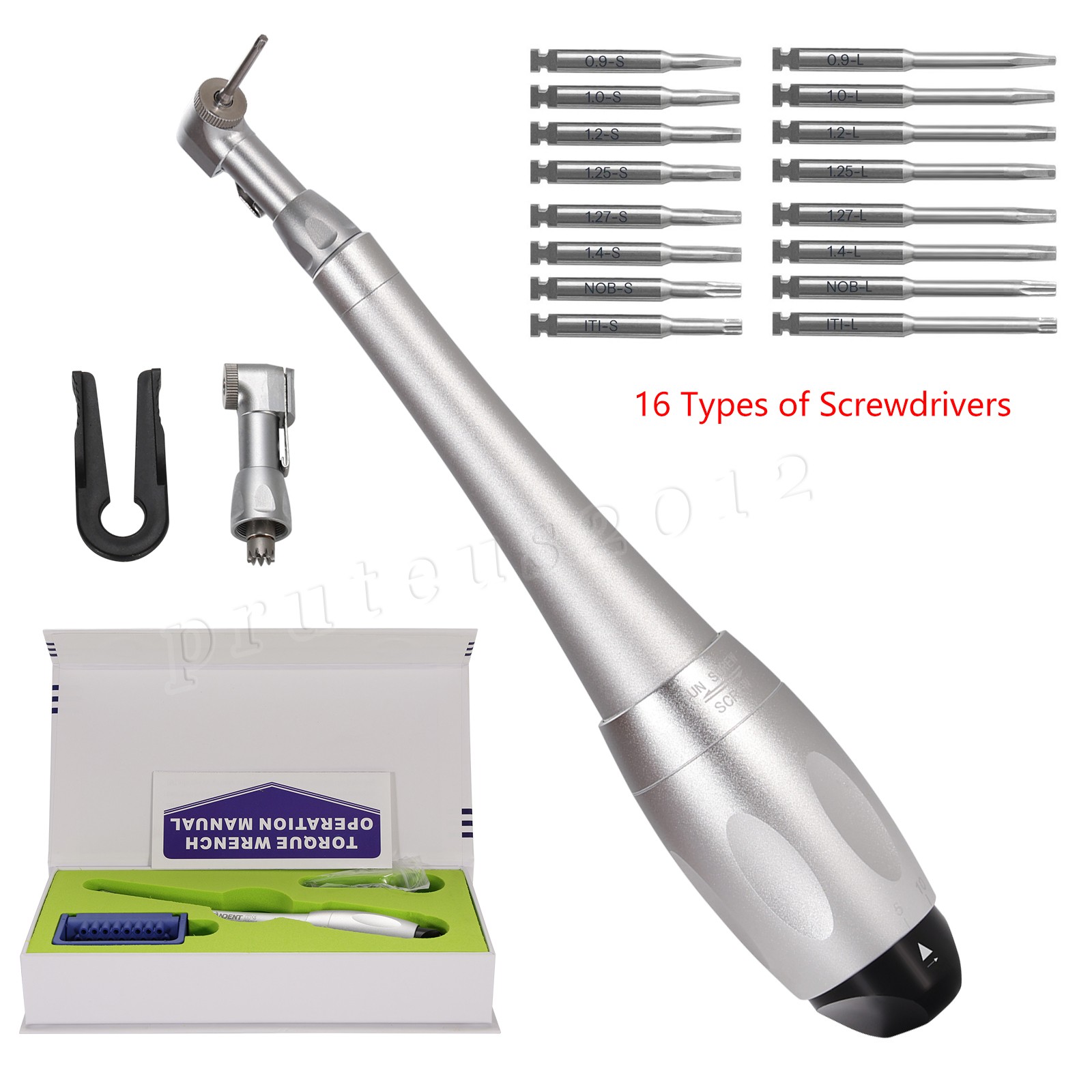 Dental Universal Implant Kit Torque Wrench Contra Angle & 16pcs Drivers Box
