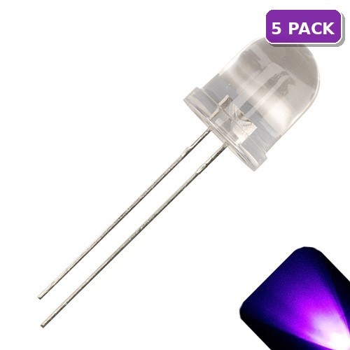 5 x LED 10mm UV / Purple Ultra Bright Round Top LEDs Light Lamp RC Car PC Mod
