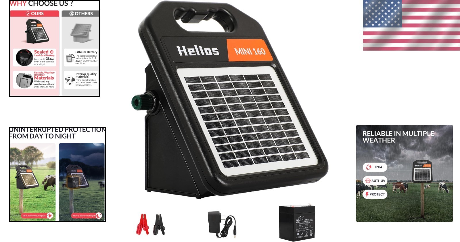 Powerful Solar Electric Fence Energizer, 10-Mile Range