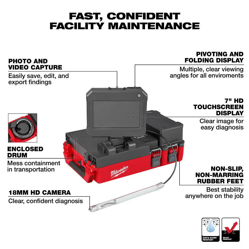Milwaukee 3154-20 M12 12V 75′ Drain Camera w/ PACKOUT Compatibility – Bare Tool