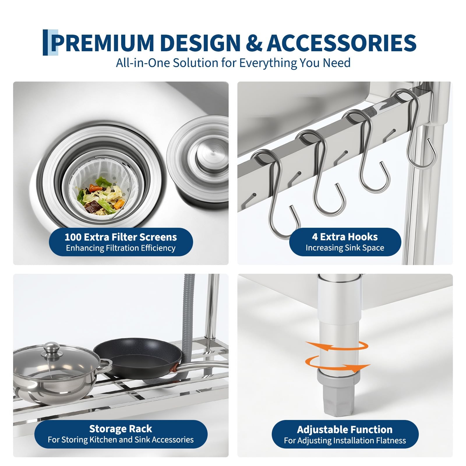 Stainless Steel Commercial Sink Utility Sink 1 Compartment Kitchen w/Prep Table