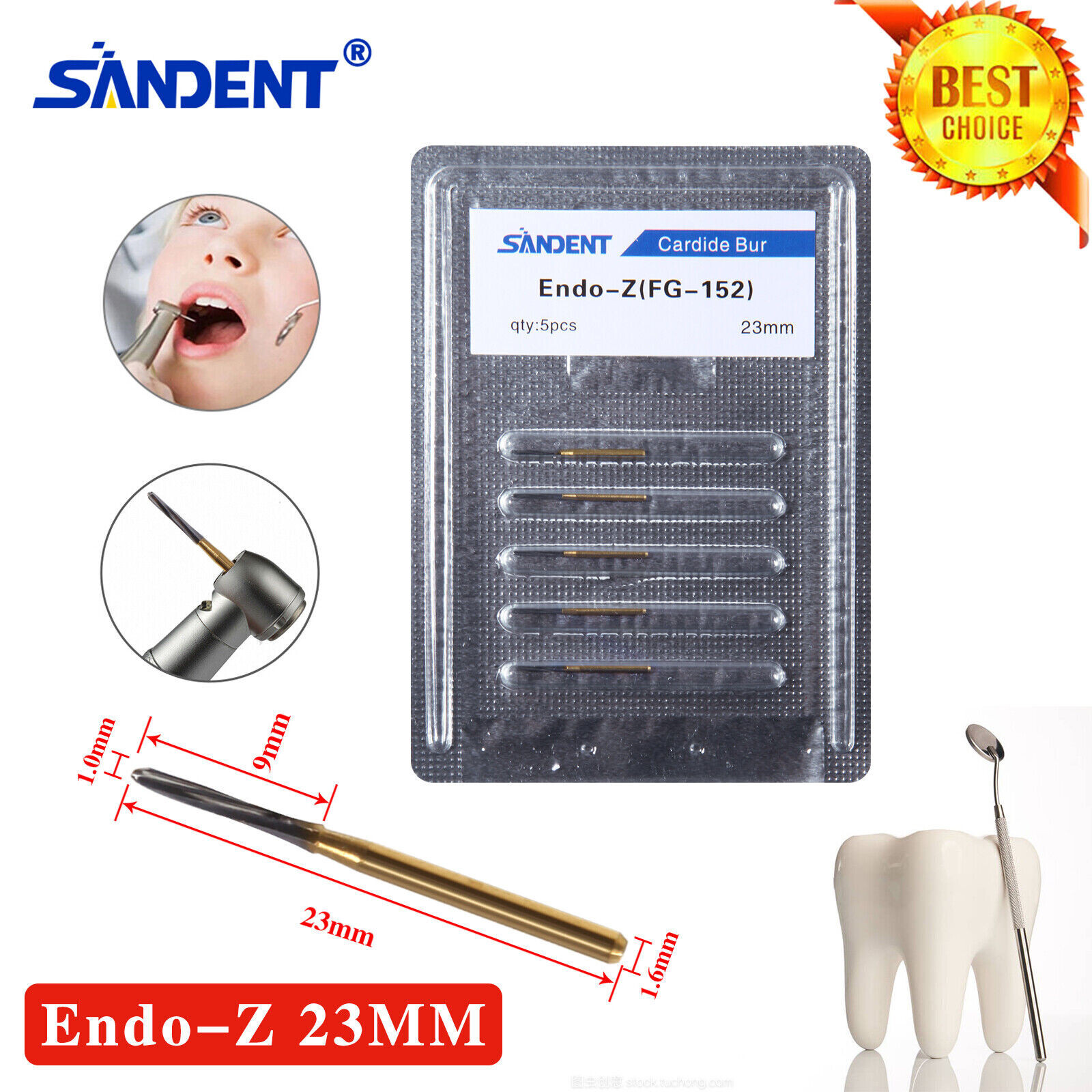 1 box Dental Surgical Endo-Z Bur Carbide Tungsten Finishing cutter FG 23mm USA