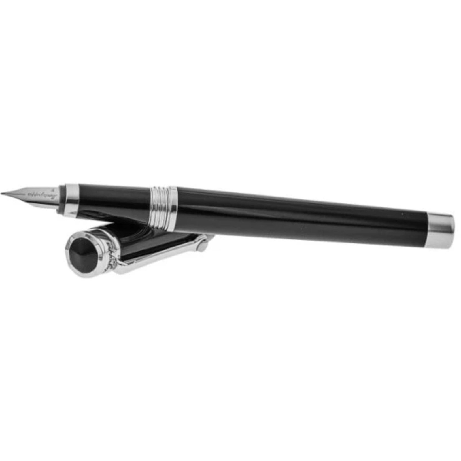 Montegrappa Fountain Pen Parola Black Barrel with Chrome Trim, Fine ISWOT2AB