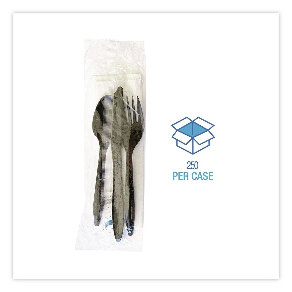 Boardwalk COMBO6KIT Fork/Knife/Napkin/Pepper/Salt/Spoon Cutlery Kit (250/CT) New