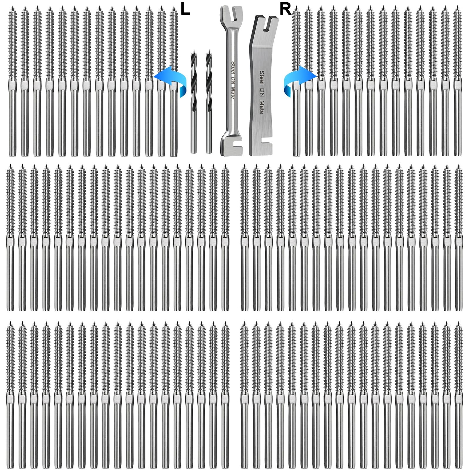 Steel DN Mate 120 Pack 1/8 T316 Stainless Swage Lag Screws DM60