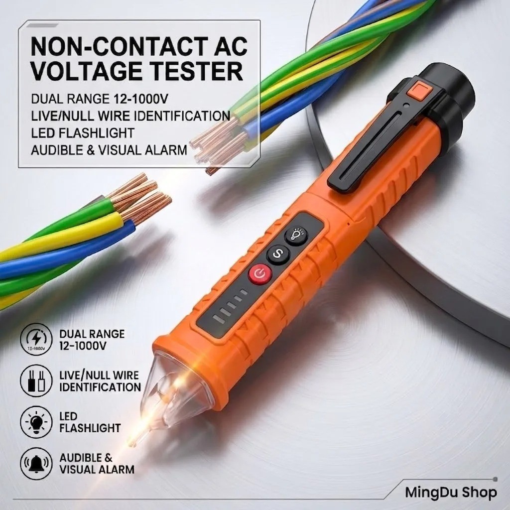 Voltage Electric Tester Volt Detector Test Pen Non-Contact Sensor AC DC 12-1000V