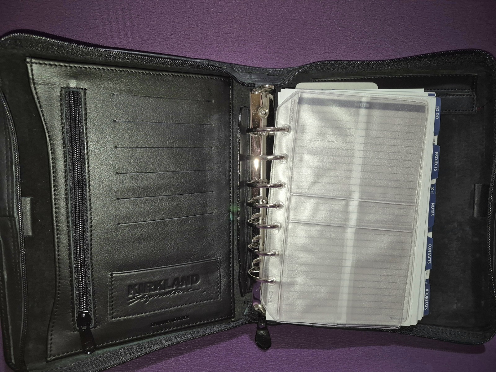 🔥Kirkland Signature Premium Leather 7-Ring Binder New Classic Planner Zip Case