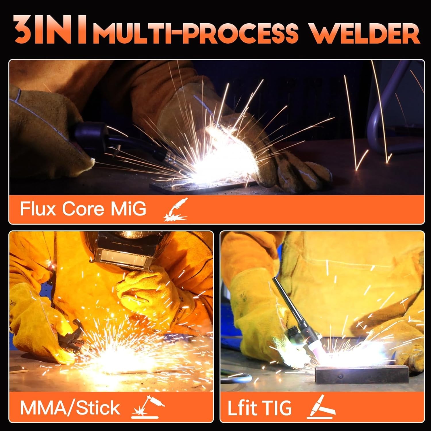 MIG Welder 135A 3IN1 MIG/ARC/Lift TIG Welding Machine 110V for Beginner, Gasless