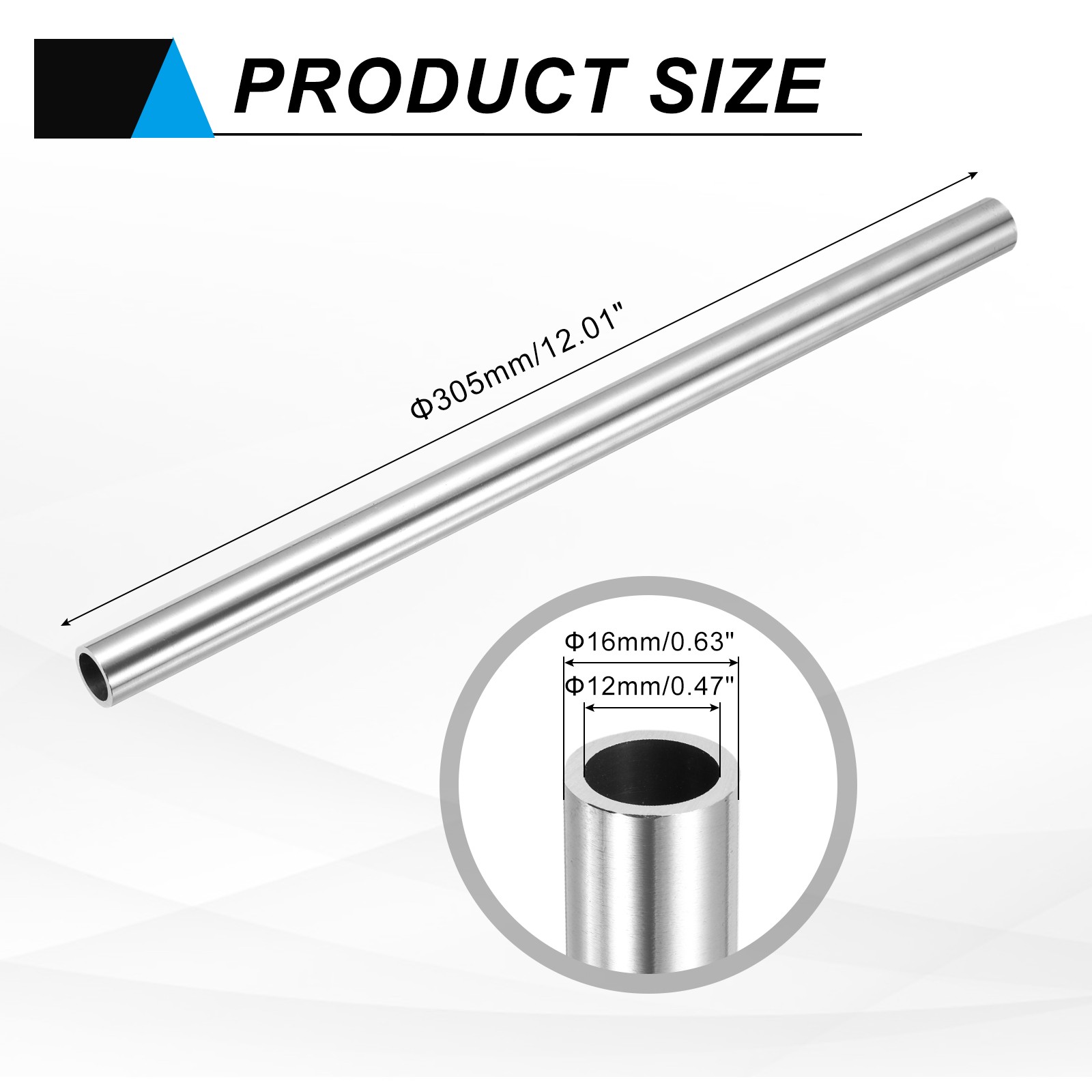 304 Stainless Steel Tube 12mm ID 16mm OD 305mm Length Metal Pipe Tubing