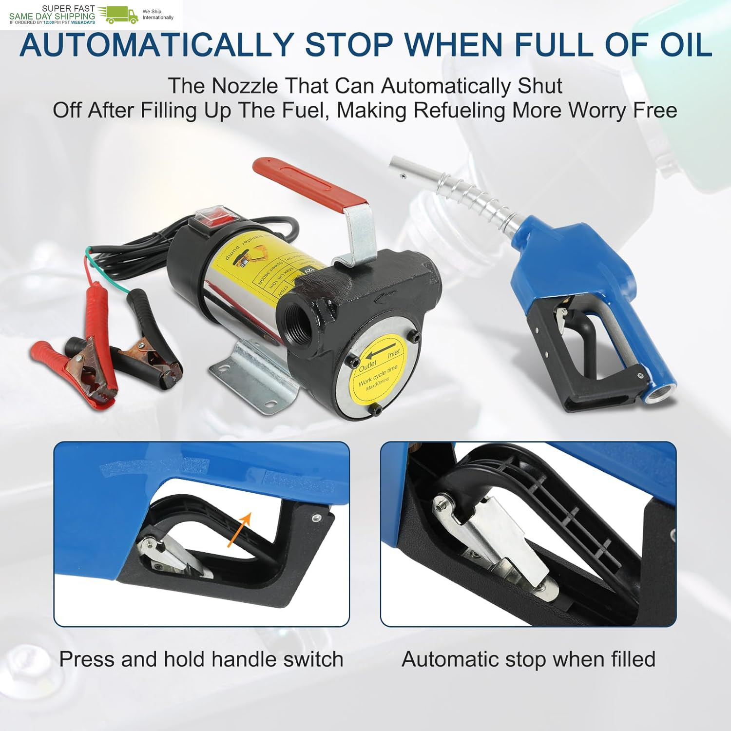 Diesel Fuel Transfer Pump Kit, 10 GPM 12V DC Portable Electric Self-Priming Fuel