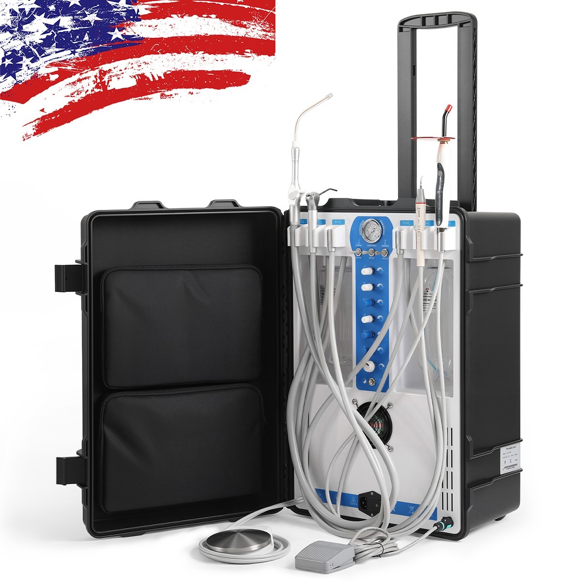 Dental Portable Delivery Unit Mobile System with Air Compressor Scaler/Tubing