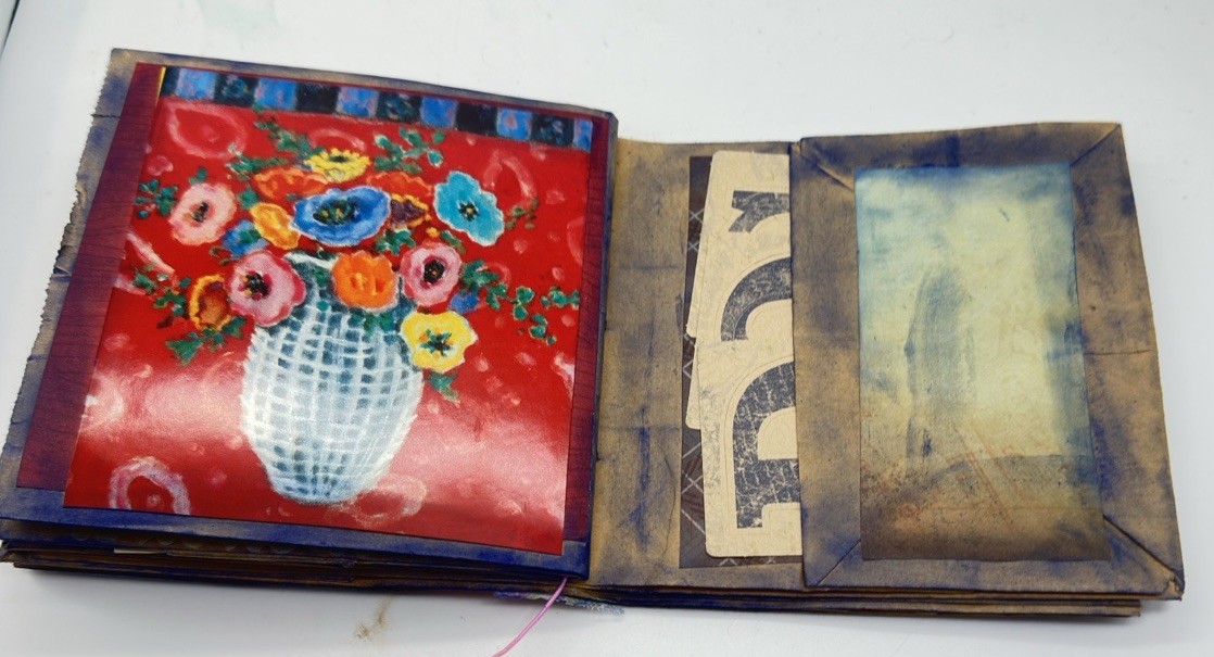 Hand Made Junk Journal 6×5 Inches Puppies Themed. Medium Is Brown Paper Bags