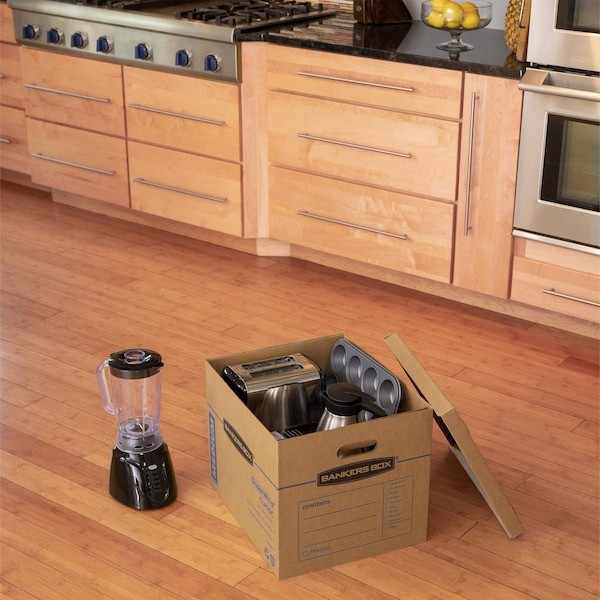 Smoothmove 7717201 14 In X 15 In X 18 In Moving Box, Kraft, Blue Printing,