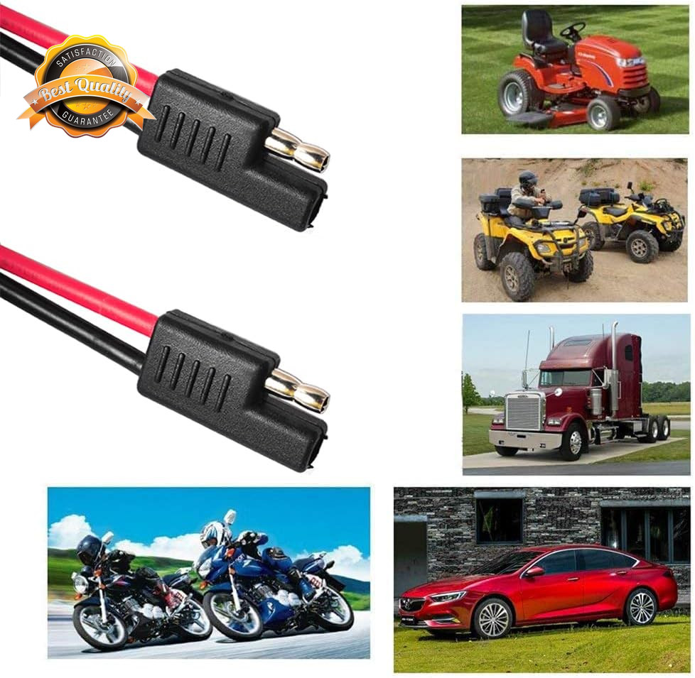 5pc SAE Connector 2 Pin Quick Disconnect Wire Harness 12V 12AWG 12in