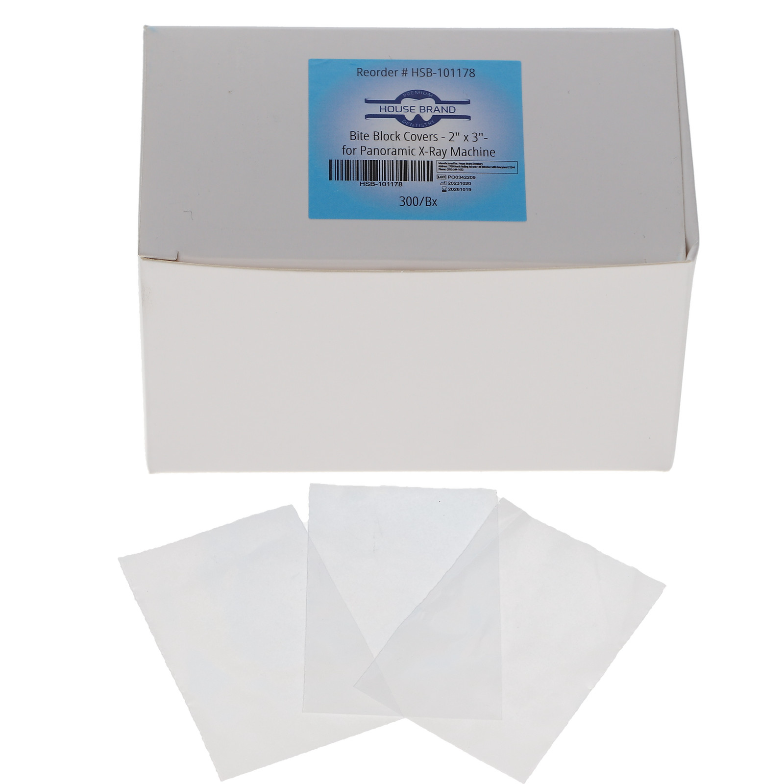 House Brand Dentistry 101178 Bite Block Covers 2″ X 3″ Panoramic X-Ray 300/Bx