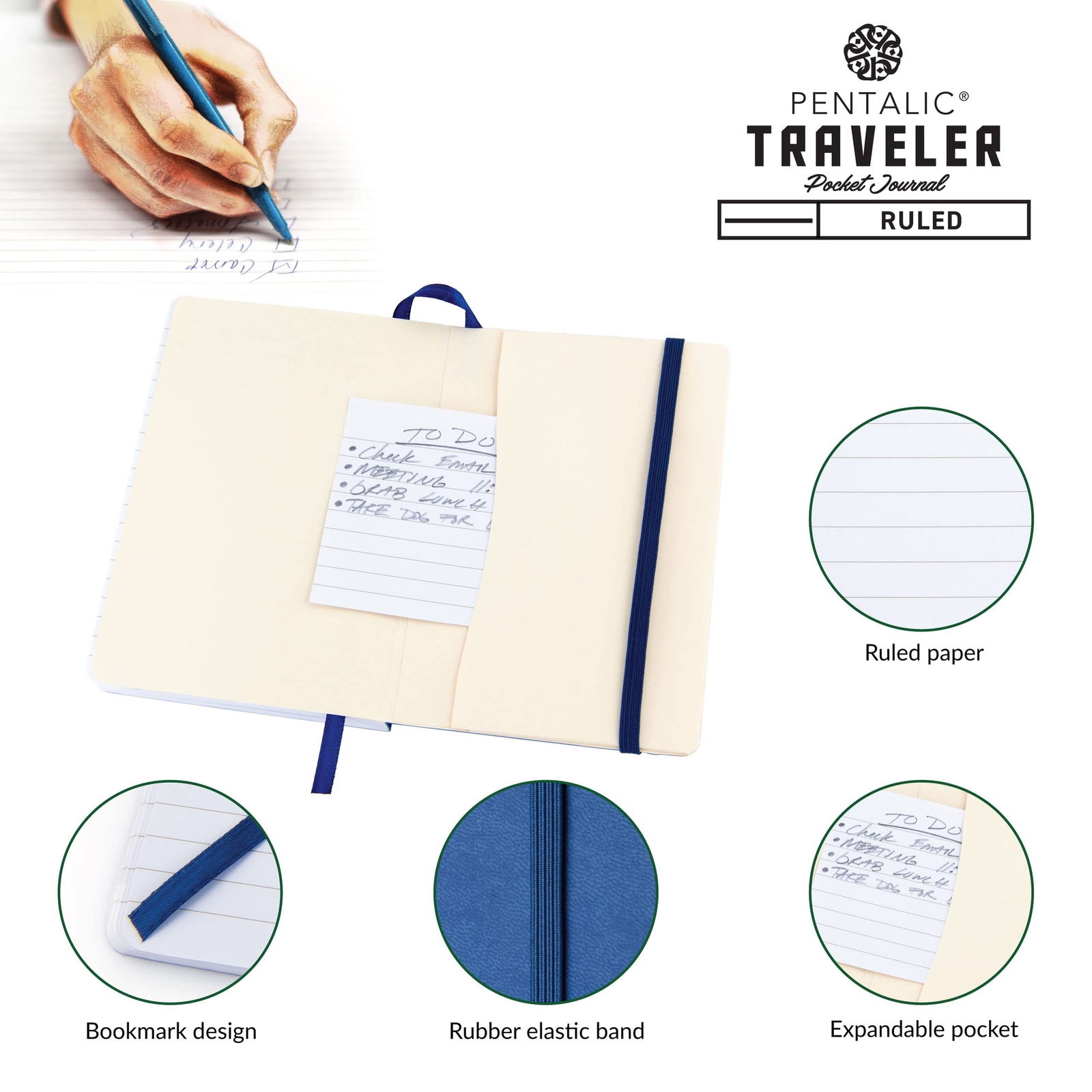 4″ x 6″ Pocket Lined Traveler Journal 160 Pages Denim Blue