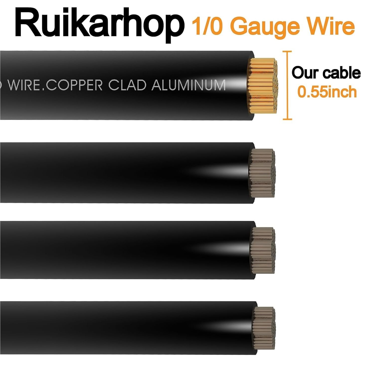 High Performance 40FT 0 GA Battery Cable with Terminal Connectors for Automotive