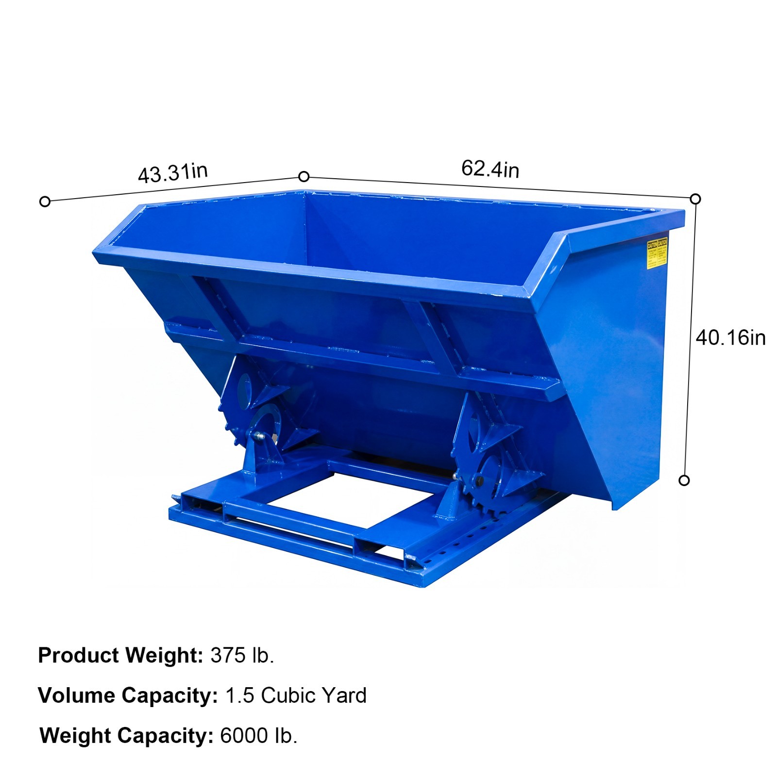 1.5 CY Self Dumping Trash Hopper Dumpster for Forklift/Skid Steer | 6000LB Load
