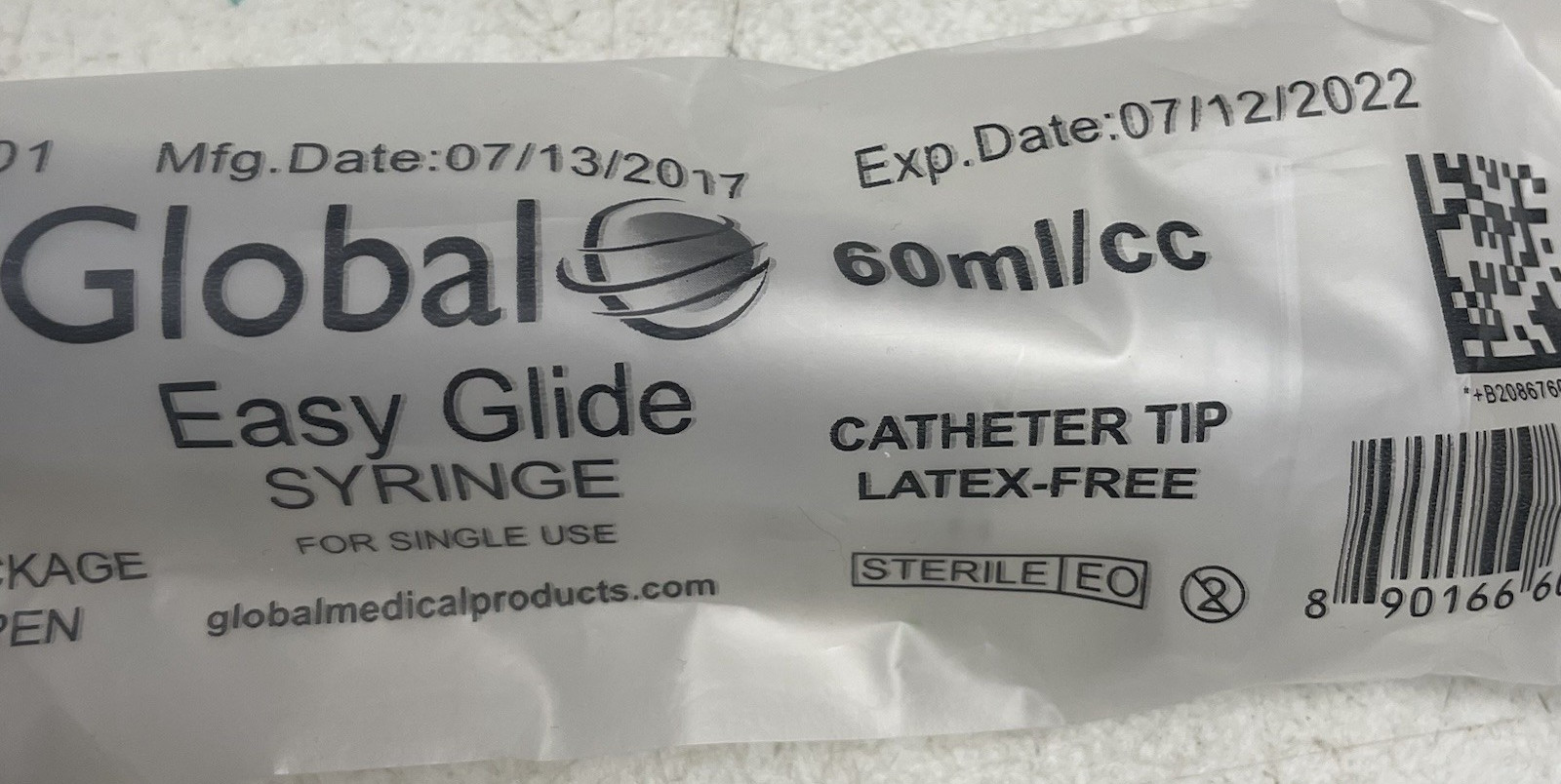Global Easy Glide Syringe 60ml/cc Sterile Single Use Catheter Tip Qty.5 – New