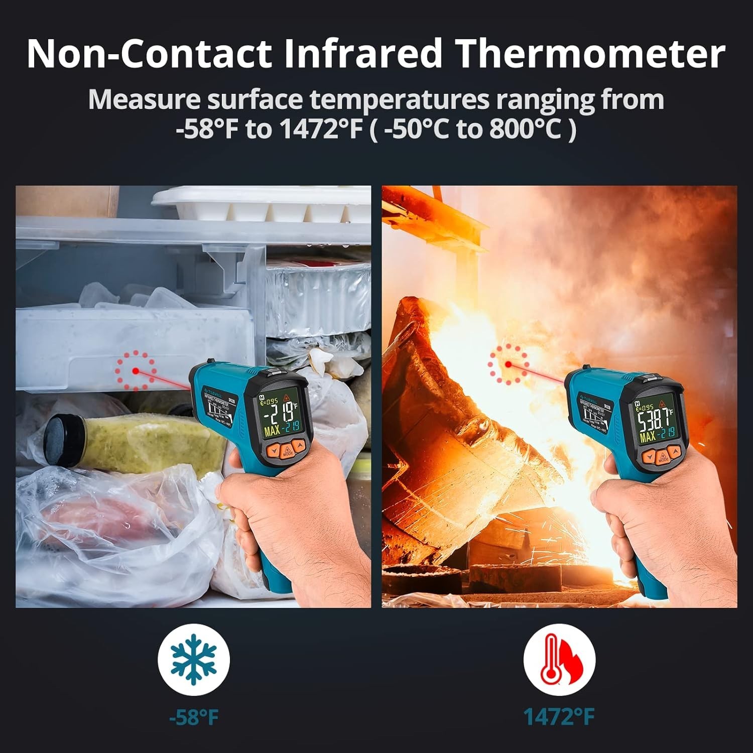 LCD Backlight, Data Hold, Auto-off, Cooking Aid Thermometer