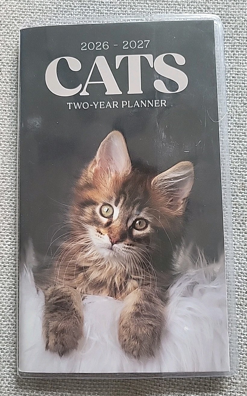 2026-2027 Two Year Pocket Planner In Plastic Cover New Flowers, Psalms Cats etc.