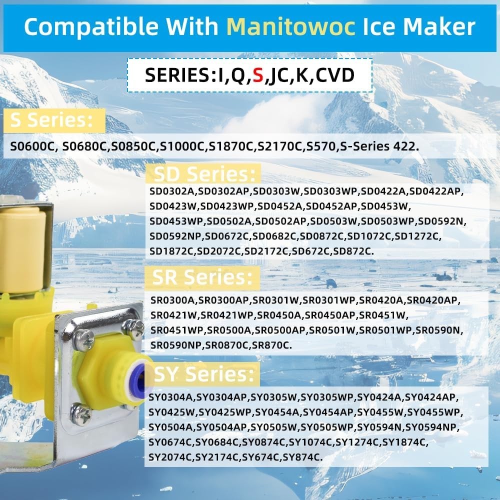 000009123 Water Inlet Valve 120V 60Hz 5W Replacement for Manitowoc 000009120