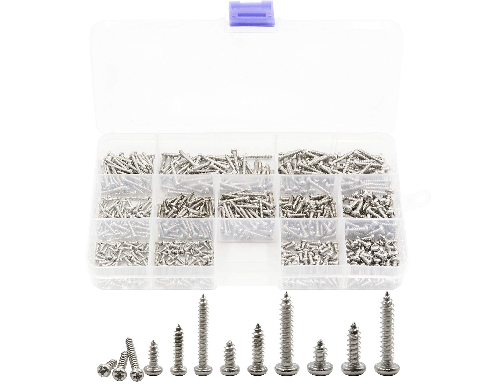 600pcs M2, M2.2, M2.6, M3 Pan Head Self-Tapping Sheet Metal Screw Assortment …