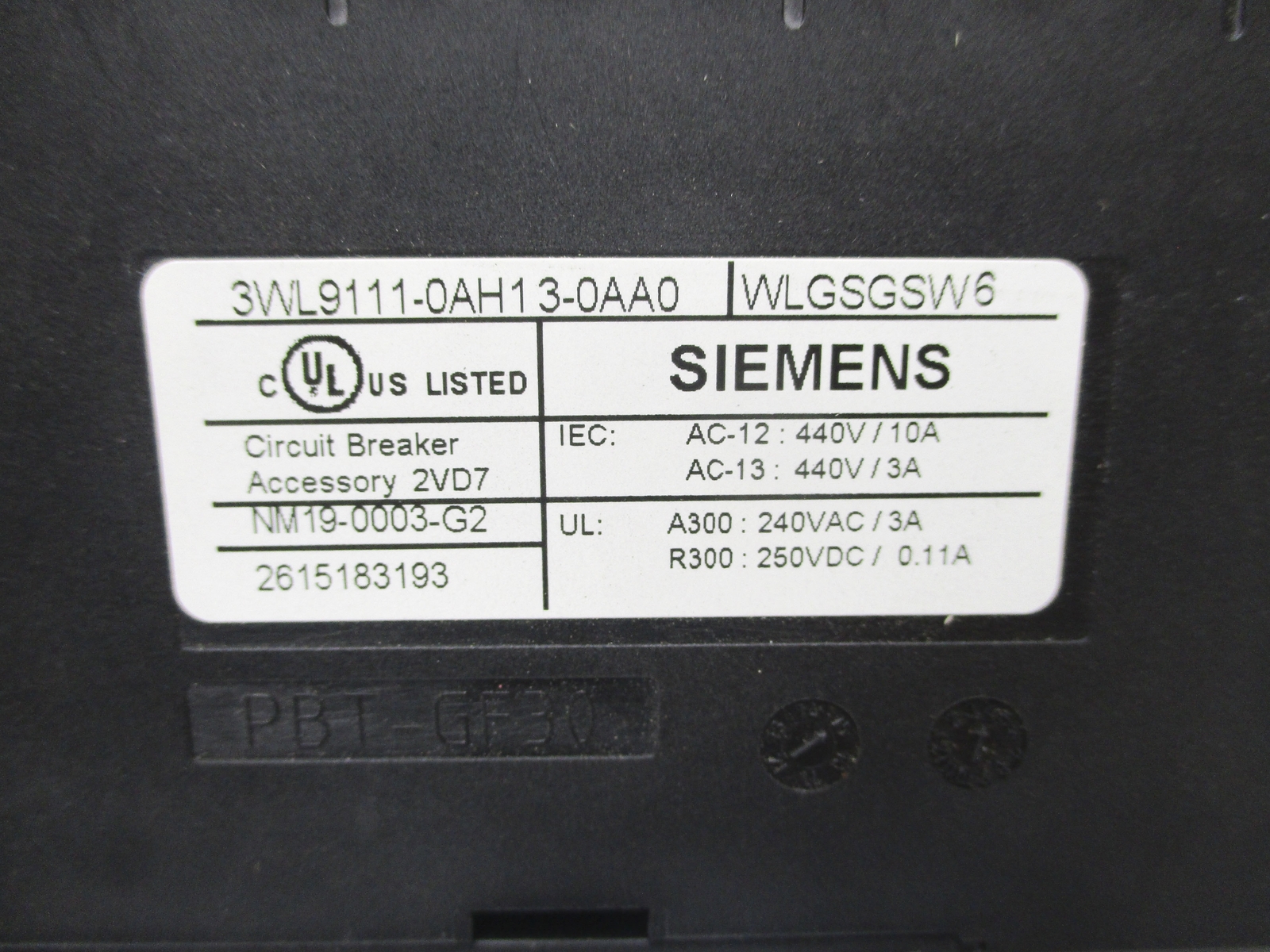 SIEMENS 3WL9111-0AH13-0AA0 440V 10A NSNP
