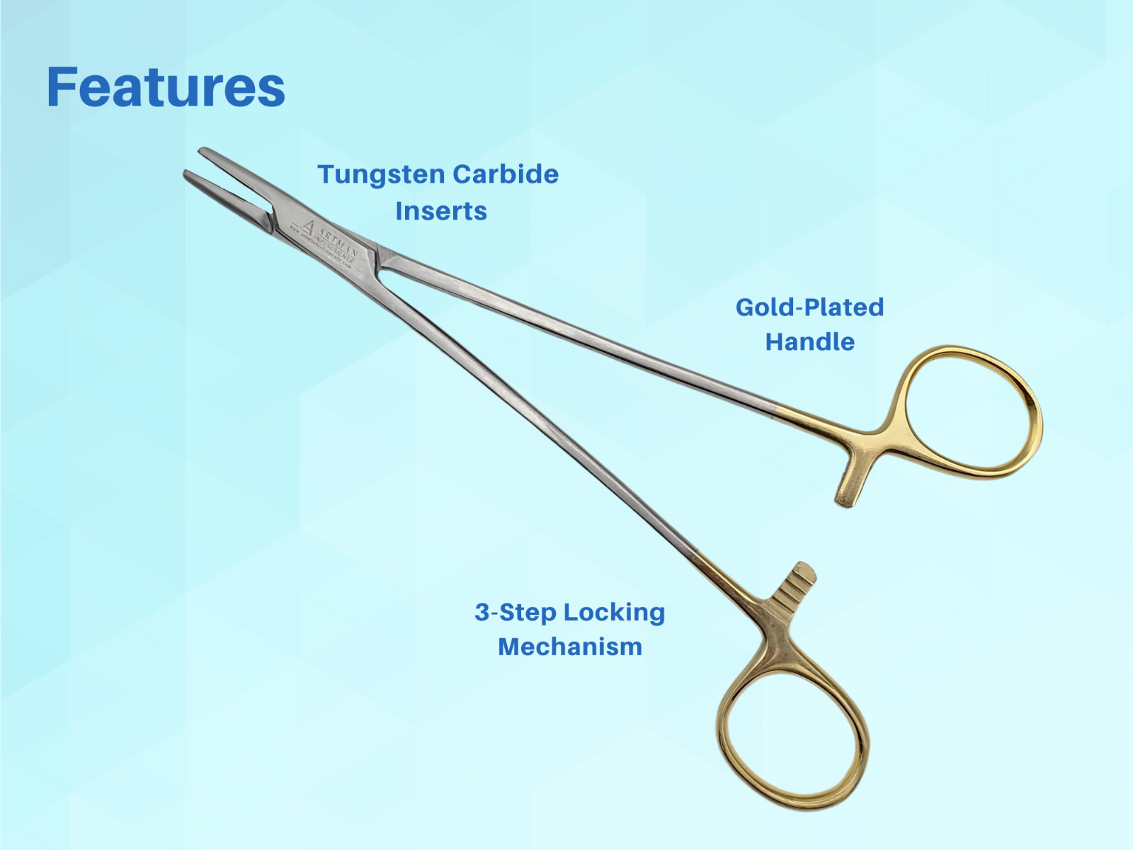 Mayo Hegar Needle Holder 8″ Surgical Needle Driver with Tungsten Carbide ARTMAN