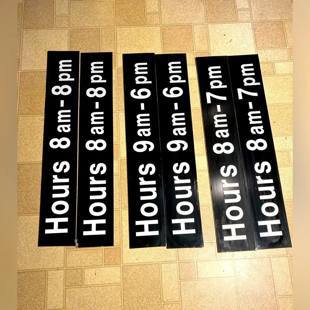 Black and White Business Hours Wall Sign 36 x6 inch