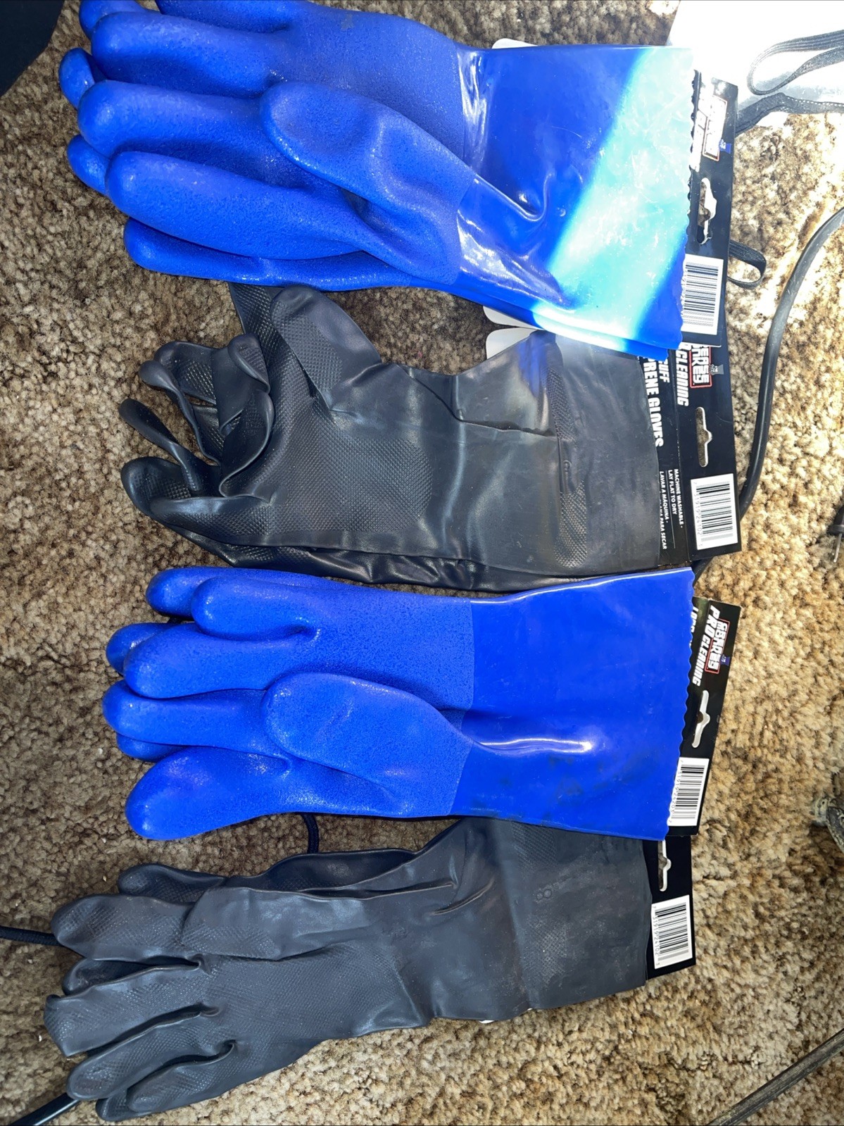 Grease Monkey Long Cuff PVC Coated Size Large & Medium. Set Of 4.