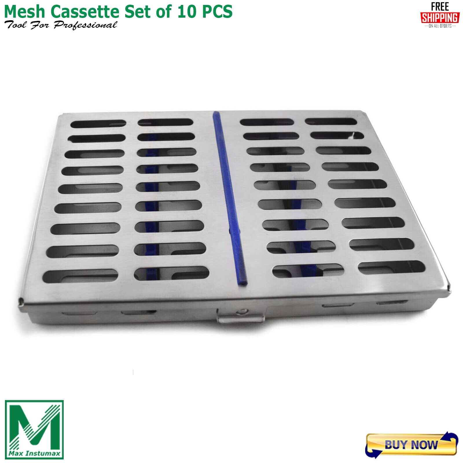 PREMIUM DENTAL AUTOCLAVE STERILIZATION CASSETTE RACK BOX TRAY FOR 10 INSTRUMENTS