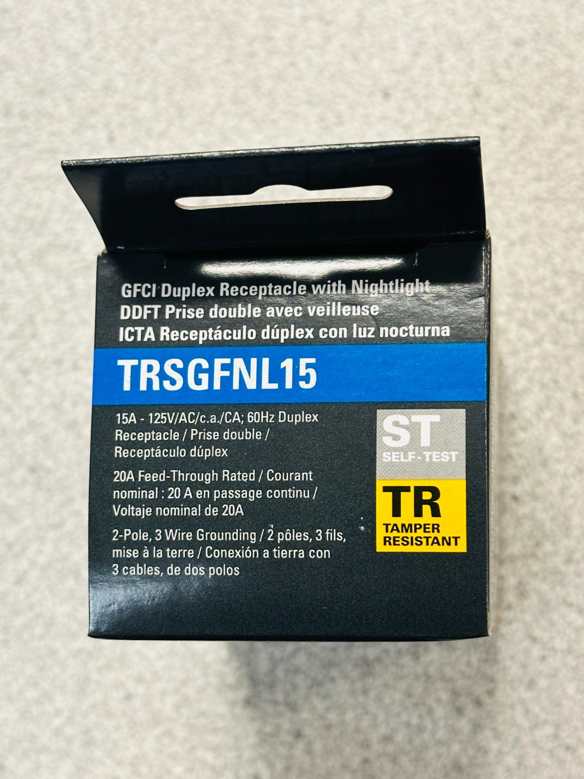 NEW Eaton TRSGFNL15LA GFCI Duplex Receptacle w Night Light 15A 125V TR Lt Almond