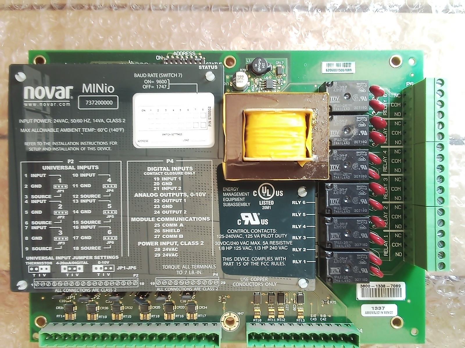 Novar MiniO Universal Input Control Board 737200000 HVAC Energy Management PCB