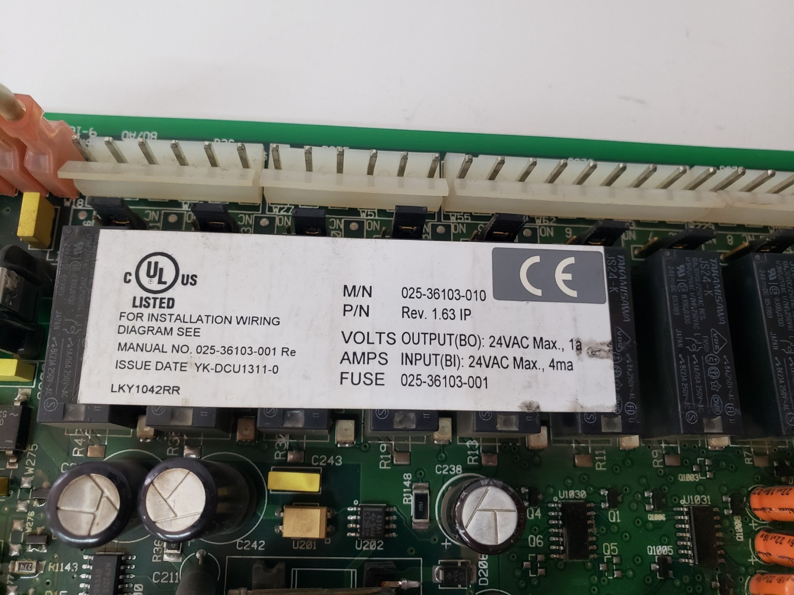 Johnson Controls 025-36103-010 Circuit Control Board Rev. 1.63 IP YK-DCU1311-0