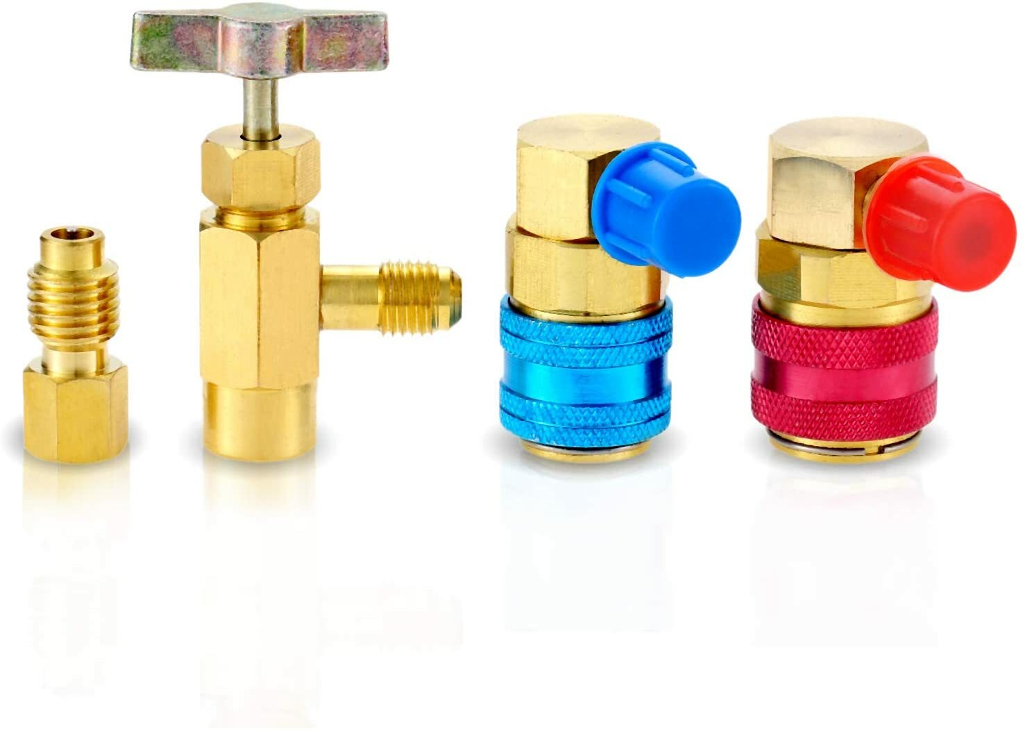 R134A Can Tap Valve Adapter Quick Coupler for 1/4″ 1/2″ AC Hose Conversion Tool