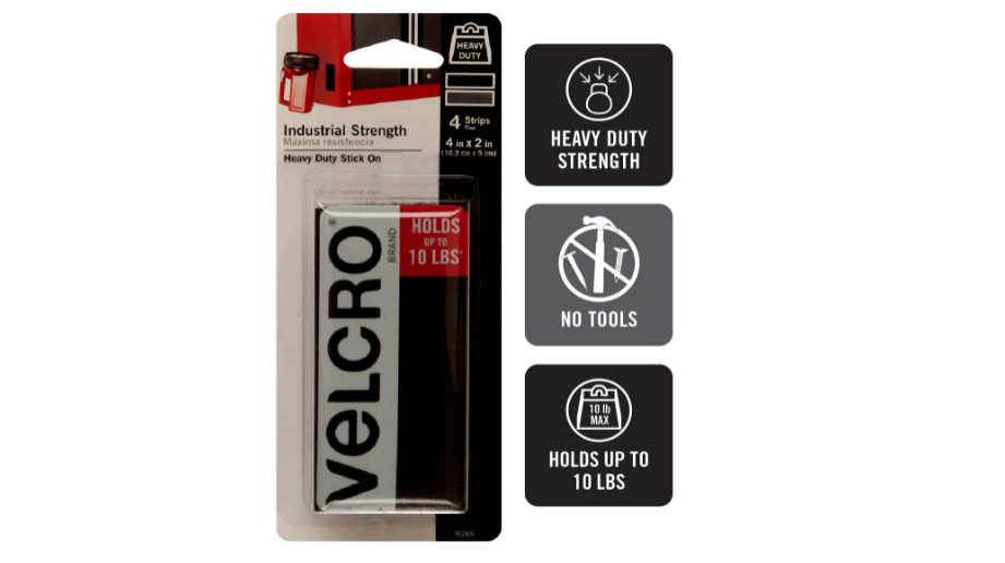 Adhesive VELCRO Brand Industrial Strength Tape Strips Heavy Duty Black 4×2 4 Set