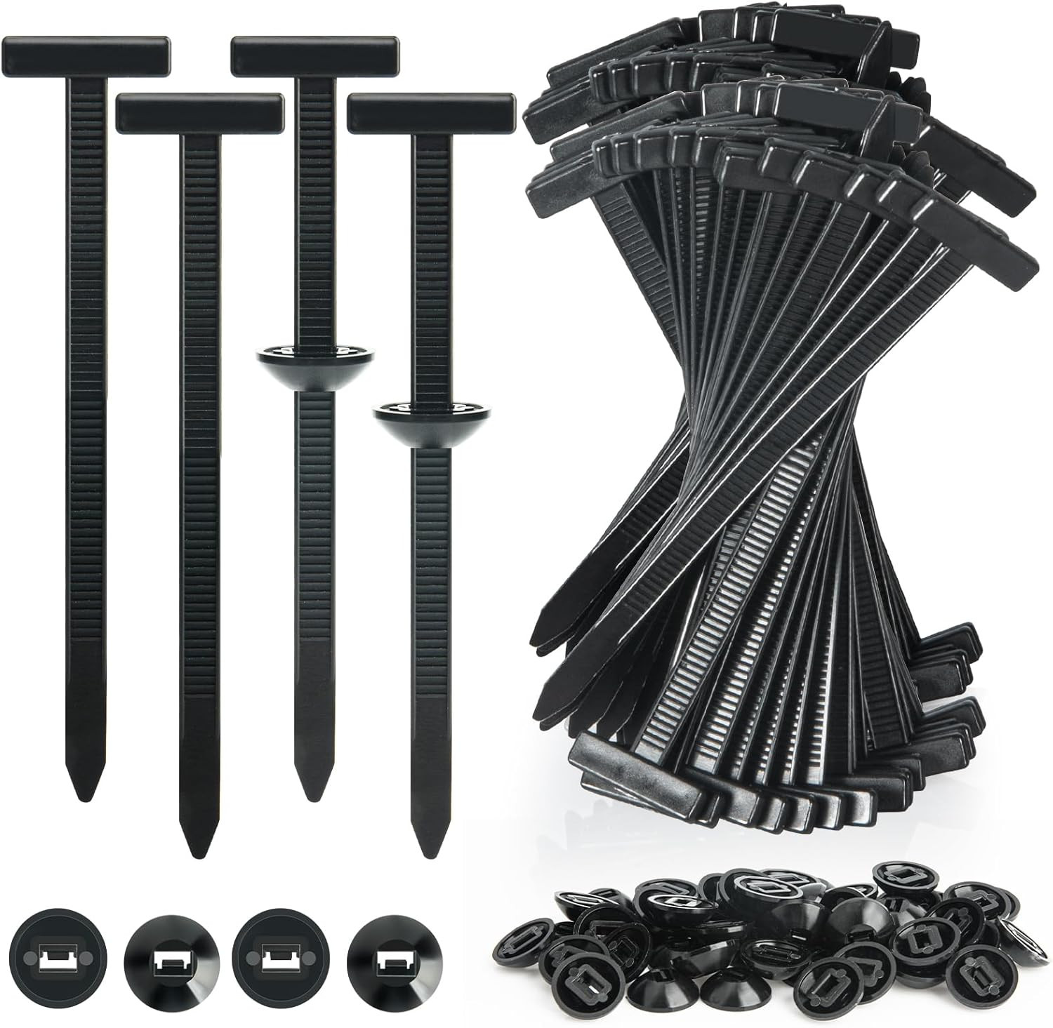 50PCS Universal Nylon Cable Tie Buckle Zip Tie, Self-Locking Push Pin Rivet Fast