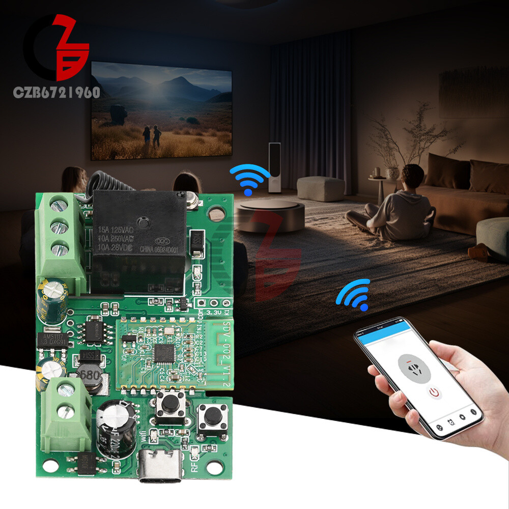 AC/DC7-32V/AC220V 1-CH Pro Self-Locking APP Smart WIFI Bluetooth Relay Module