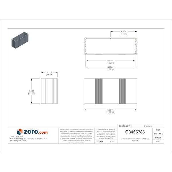 Box Enclosures B4-080Si Screws Electrical Enclosures, 3.16 In H, 2.11 In D,